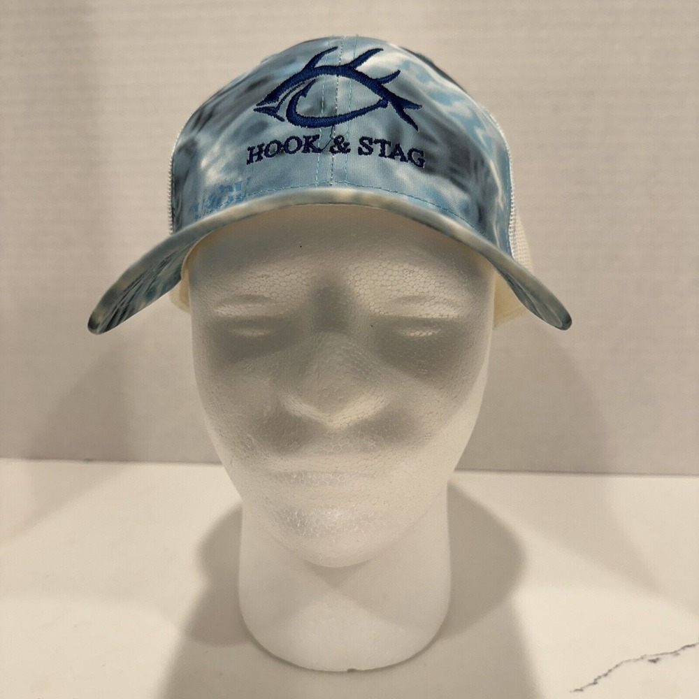 Hook & Stag Hat‎ Adjustable White Breathable Blue Fishing Hat